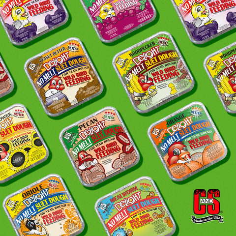 CS Woodpecker Delight flavors including peanut, berry, and apple.