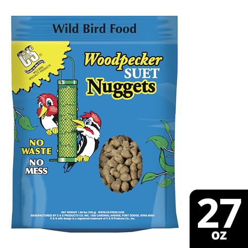 Group of garden birds gathered around C&S Woodpecker Suet Nuggets