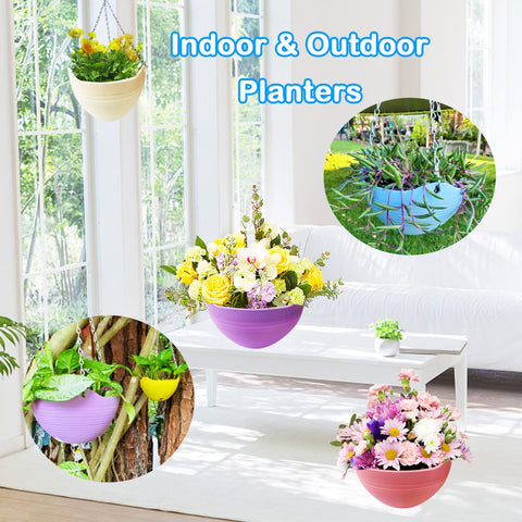 Cshangzei purple self-watering hanging planter elevates outdoor decor and plant health.