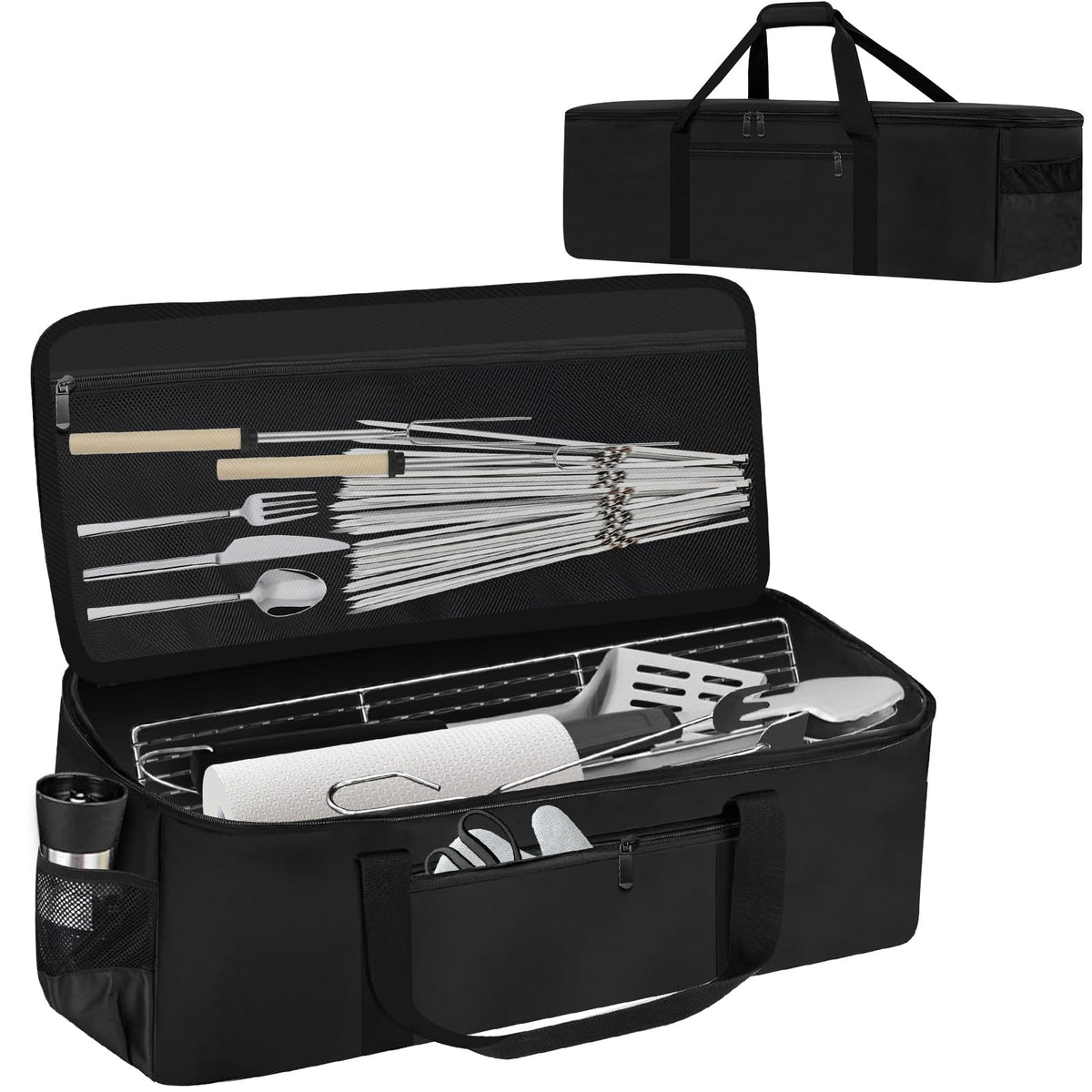 CSOKRE grill tool bag front pocket keeps gloves and small items within reach.
