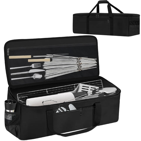 CSOKRE grill tool bag front pocket keeps gloves and small items within reach.