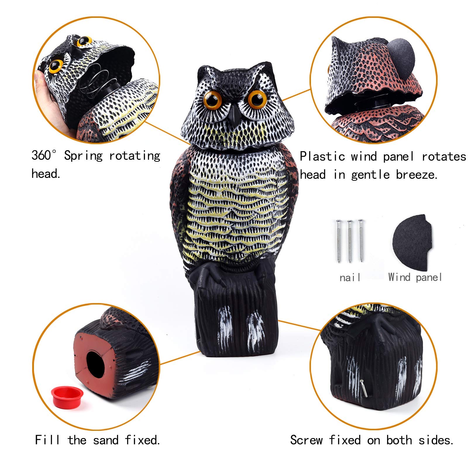 CTREE Owl Decoys realistic eyes create convincing presence to deter pests
