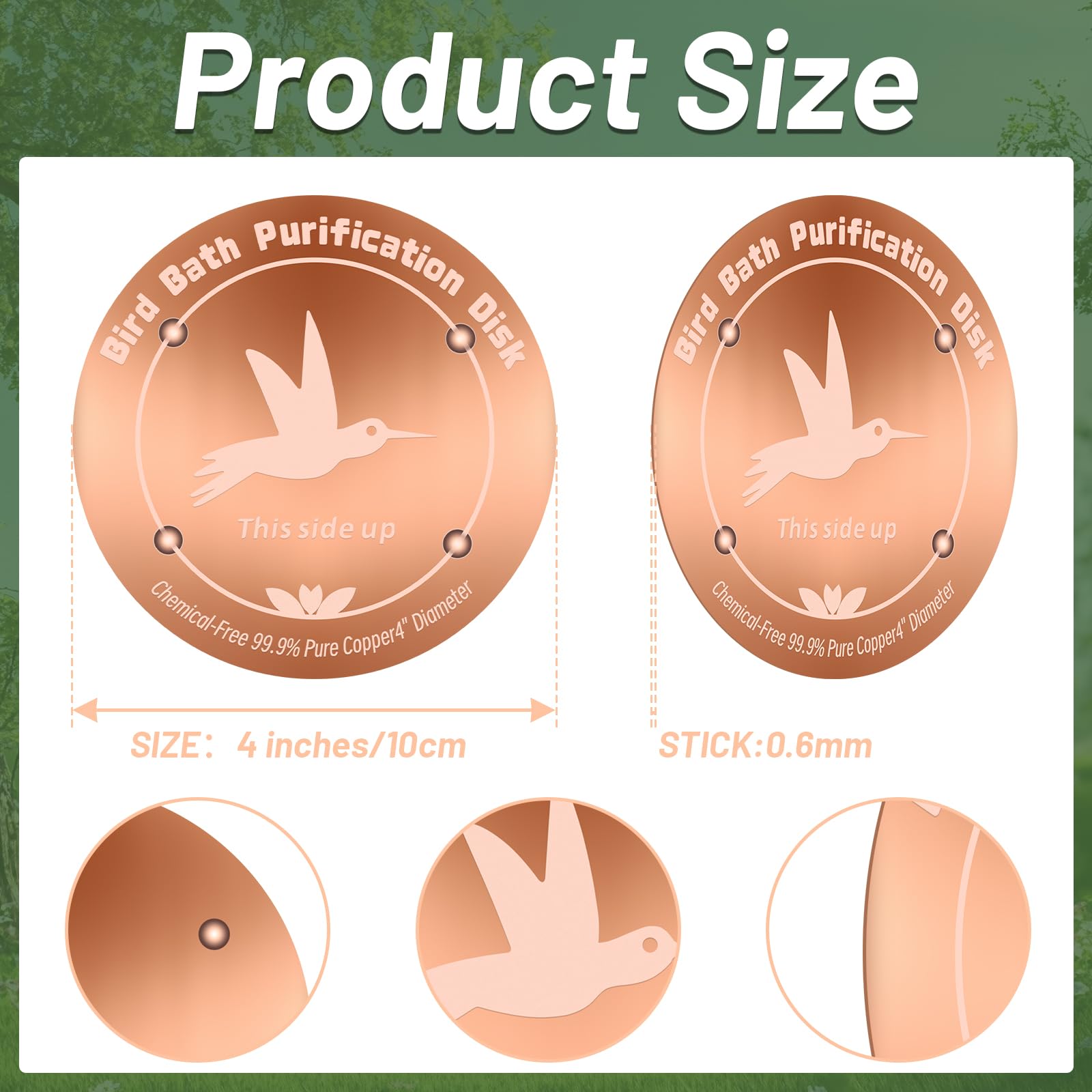 CTTZCKJ pure copper disk for birdbath purification enhances water clarity.