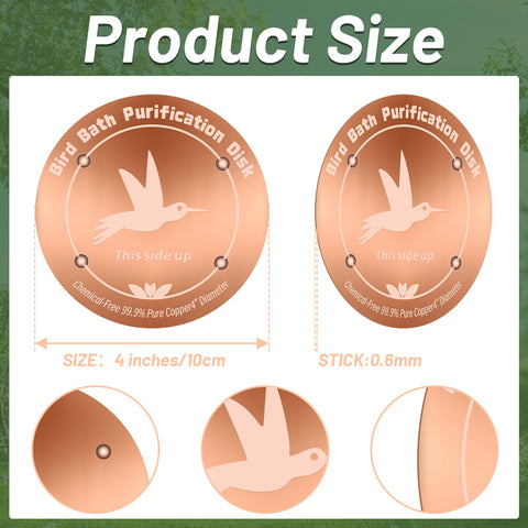 CTTZCKJ pure copper disk for birdbath purification enhances water clarity.
