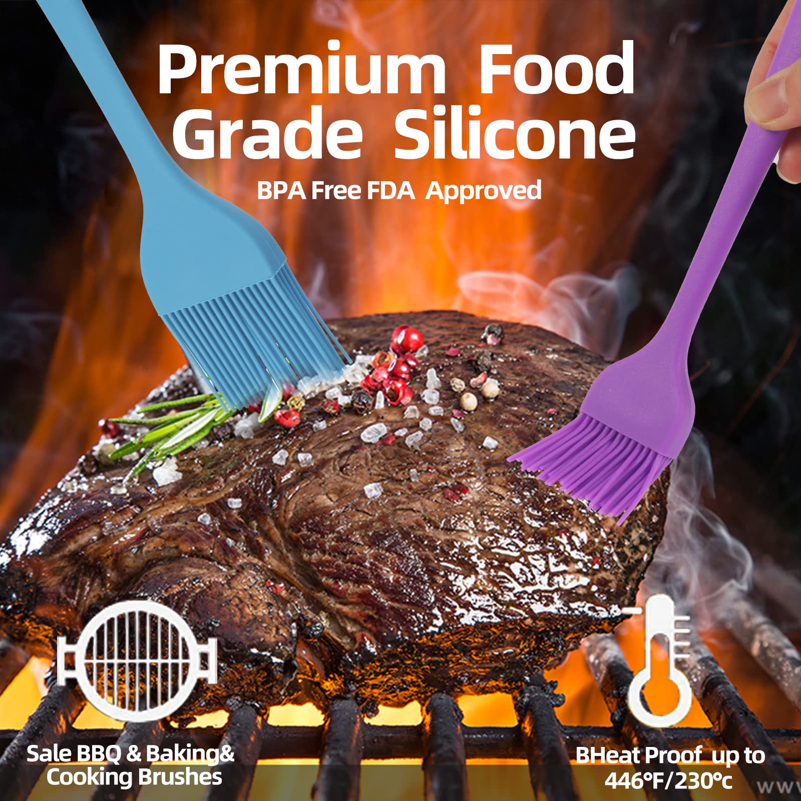 Cualork heat-resistant brush up to 446℉ for high-temperature cooking.