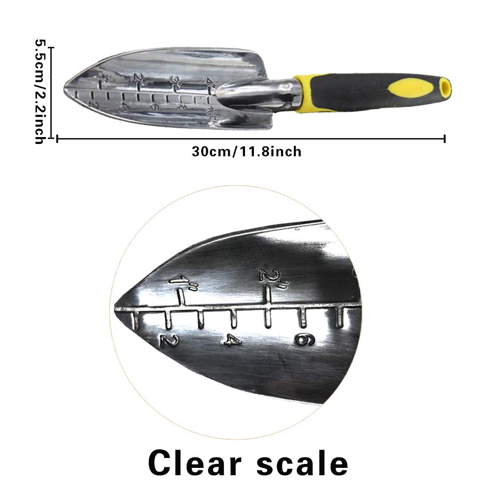 Cuayaes garden trowel bright yellow visibility helps locate tool quickly.