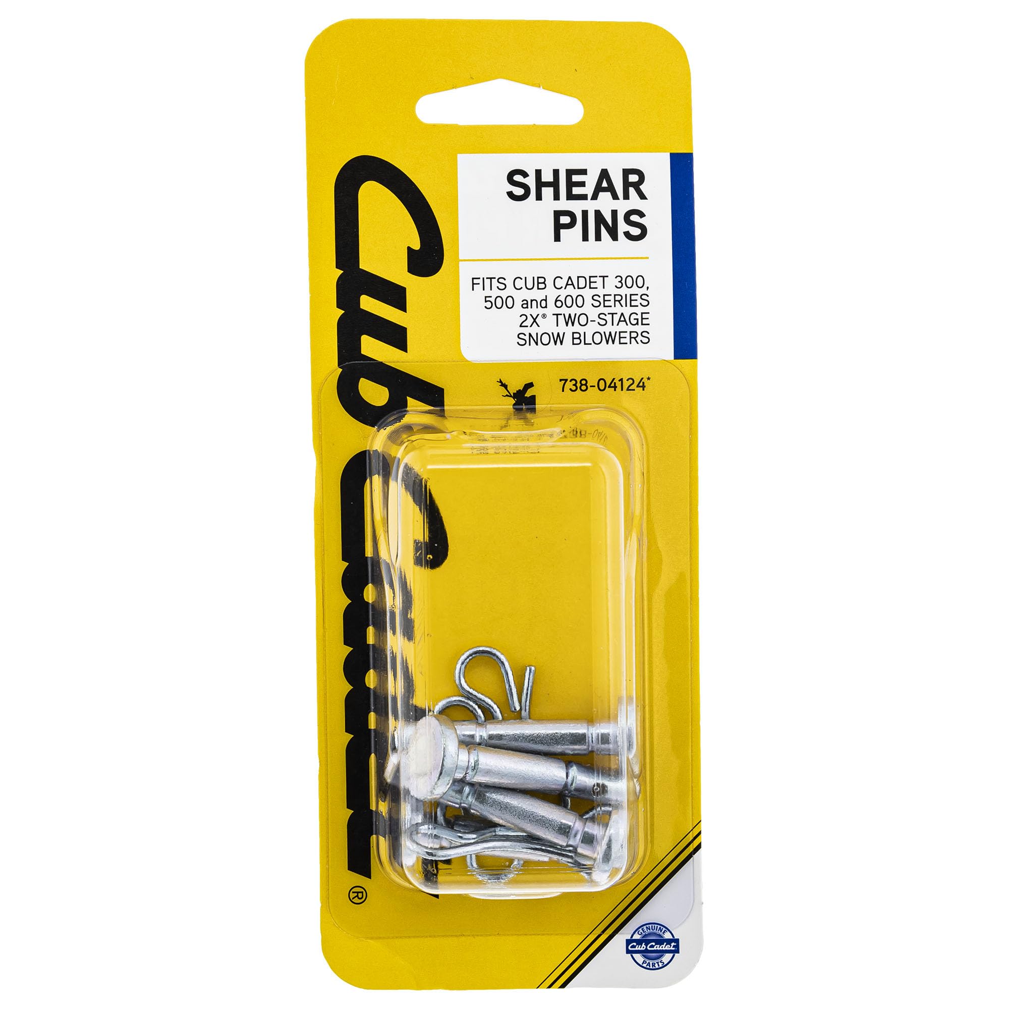 Cub Cadet OEM-738-04124 four shear pins four-pack for snow blower maintenance
