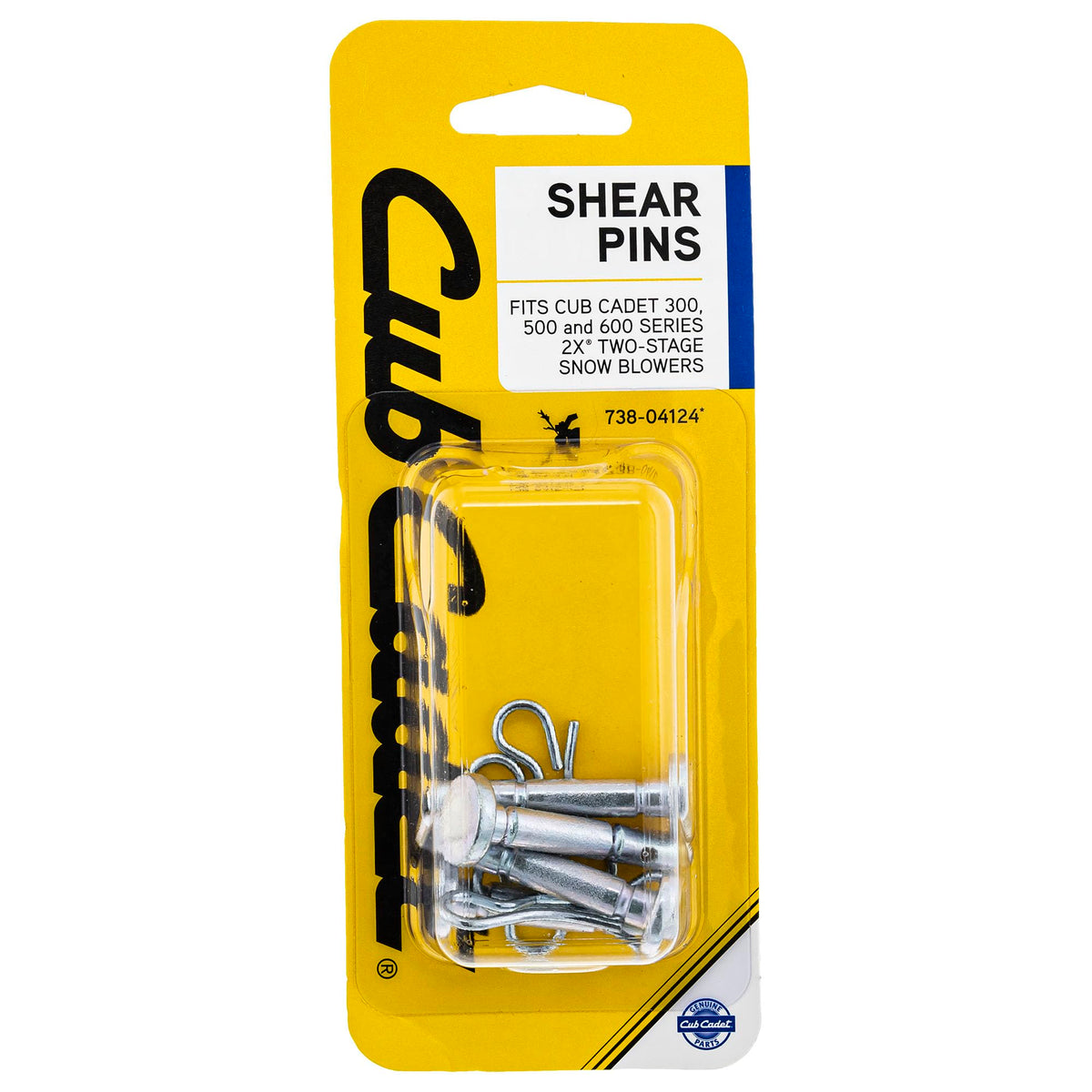 Cub Cadet OEM-738-04124 four shear pins four-pack for snow blower maintenance