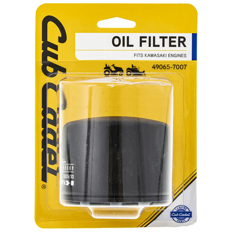 Cub Cadet 490-201-C007 oil filter close-up showing OEM quality and fit