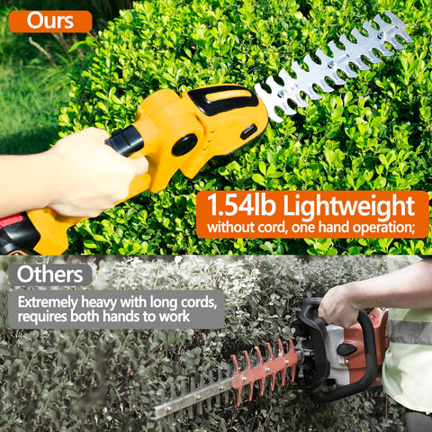 Cub Tik hedge trimmer head adjustable at 45, 60, or 90 degrees.