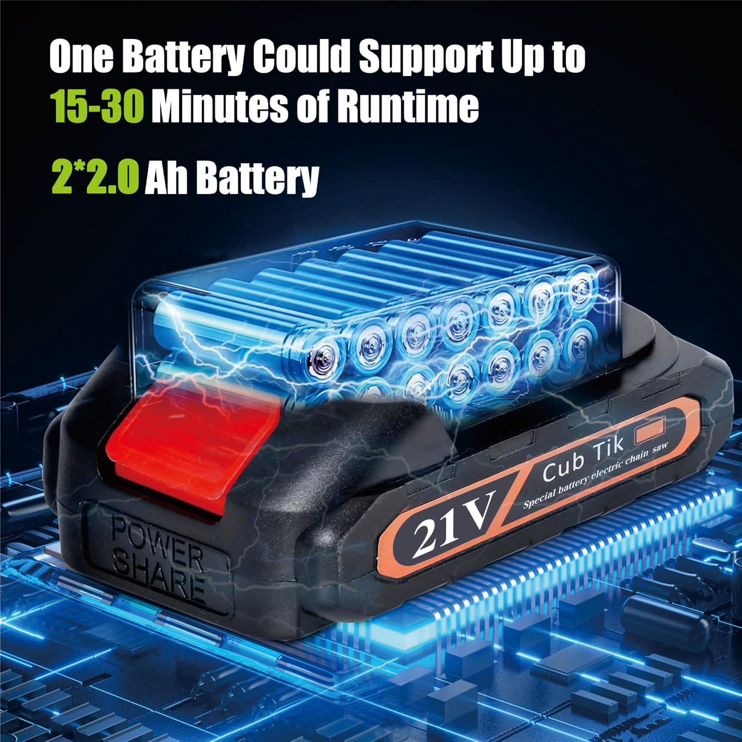Cub Tik batteries 2x2Ah powering longer cordless sessions