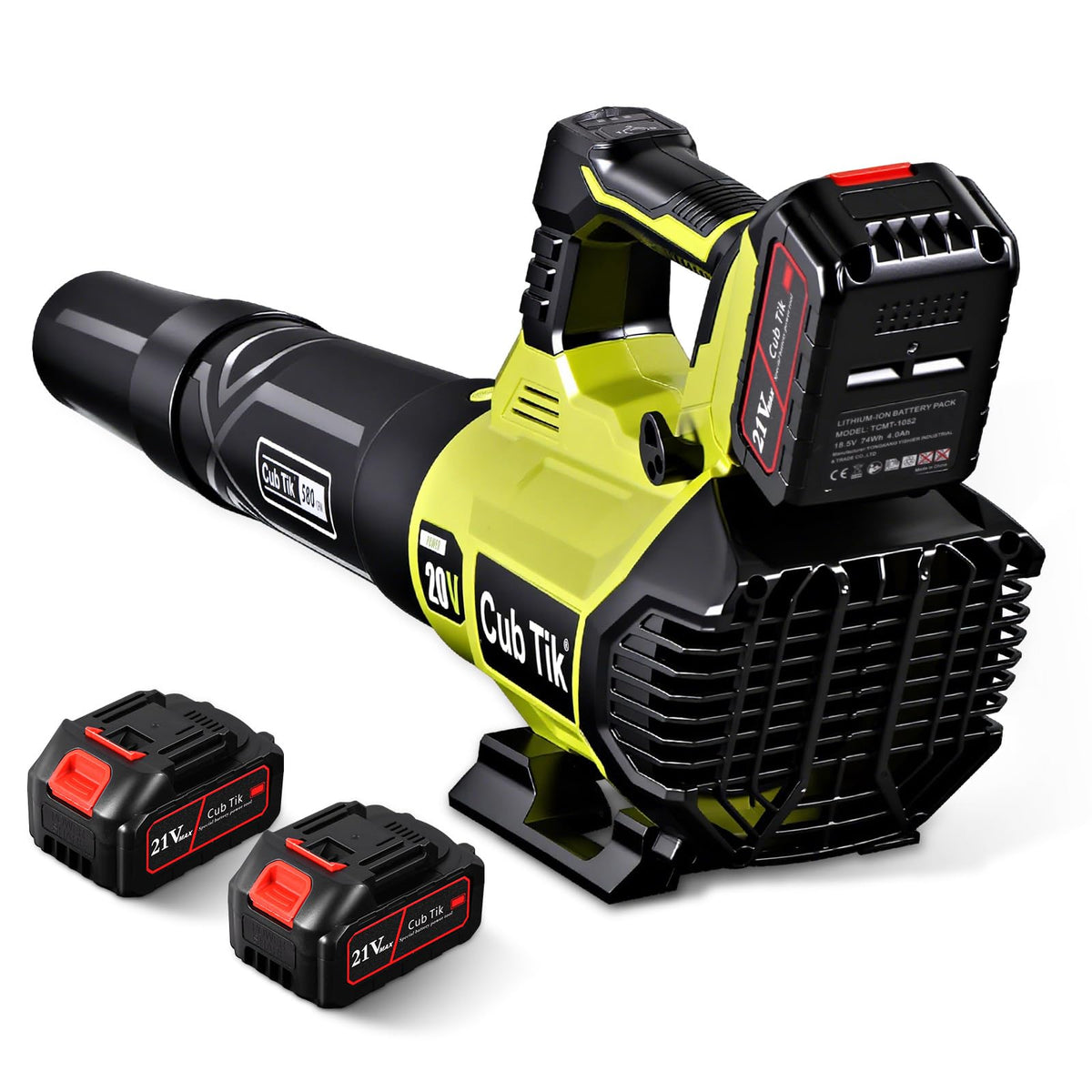 Cub Tik cordless leaf blower delivering 580 CFM and 160 MPH in action for yard cleanup