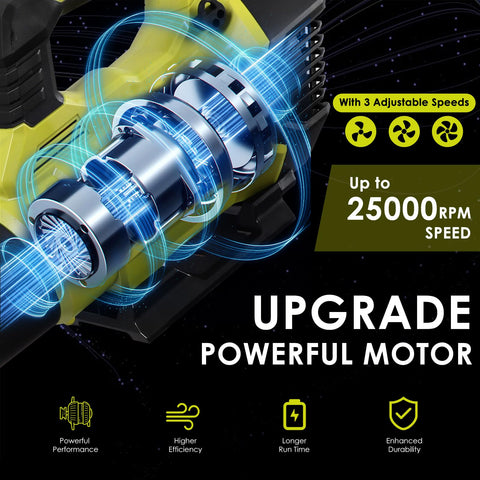 Included fast charger recharges Cub Tik blower quickly between sessions