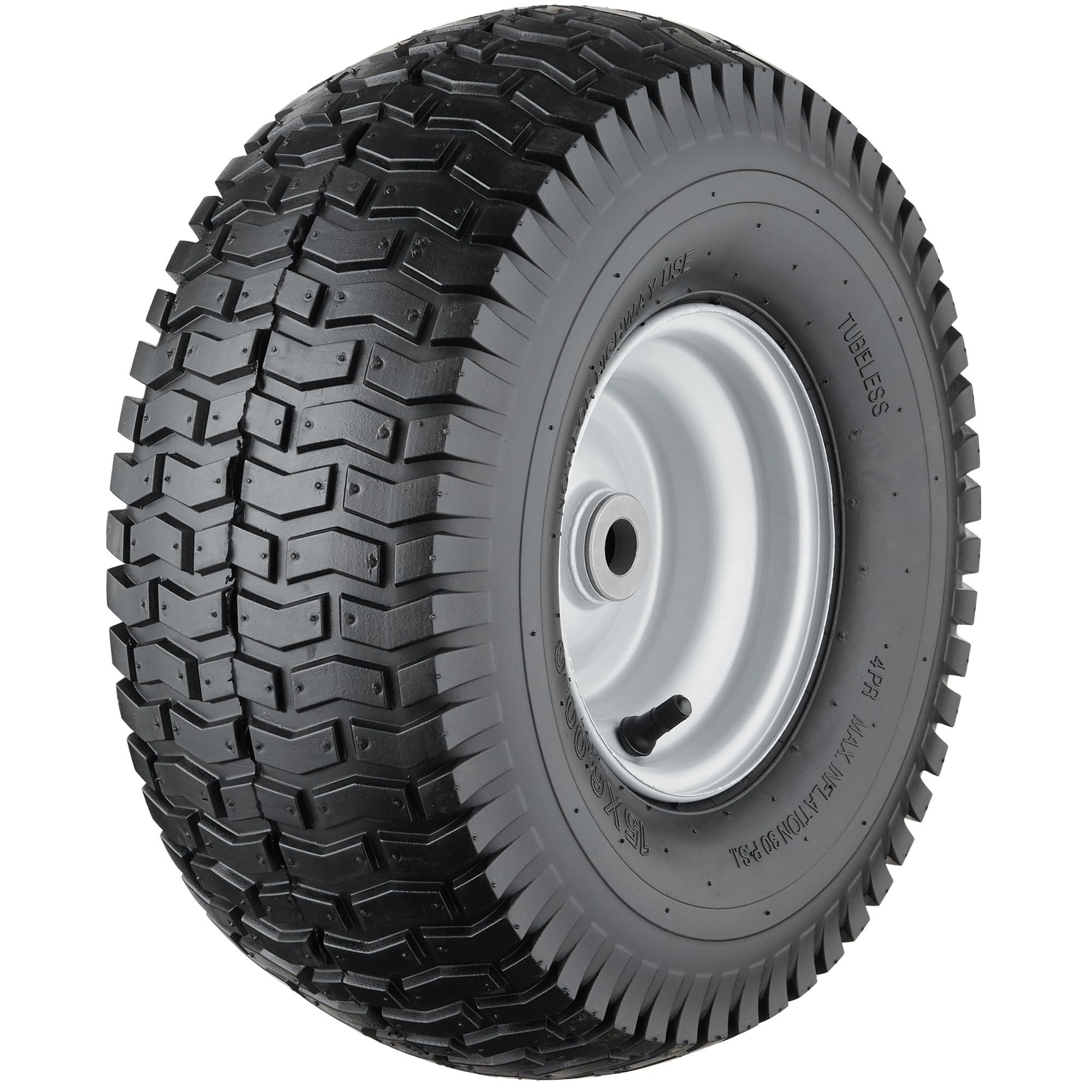 Cubesprings 15x6-00-6 front lawn mower tire with offset hub improves steering control.
