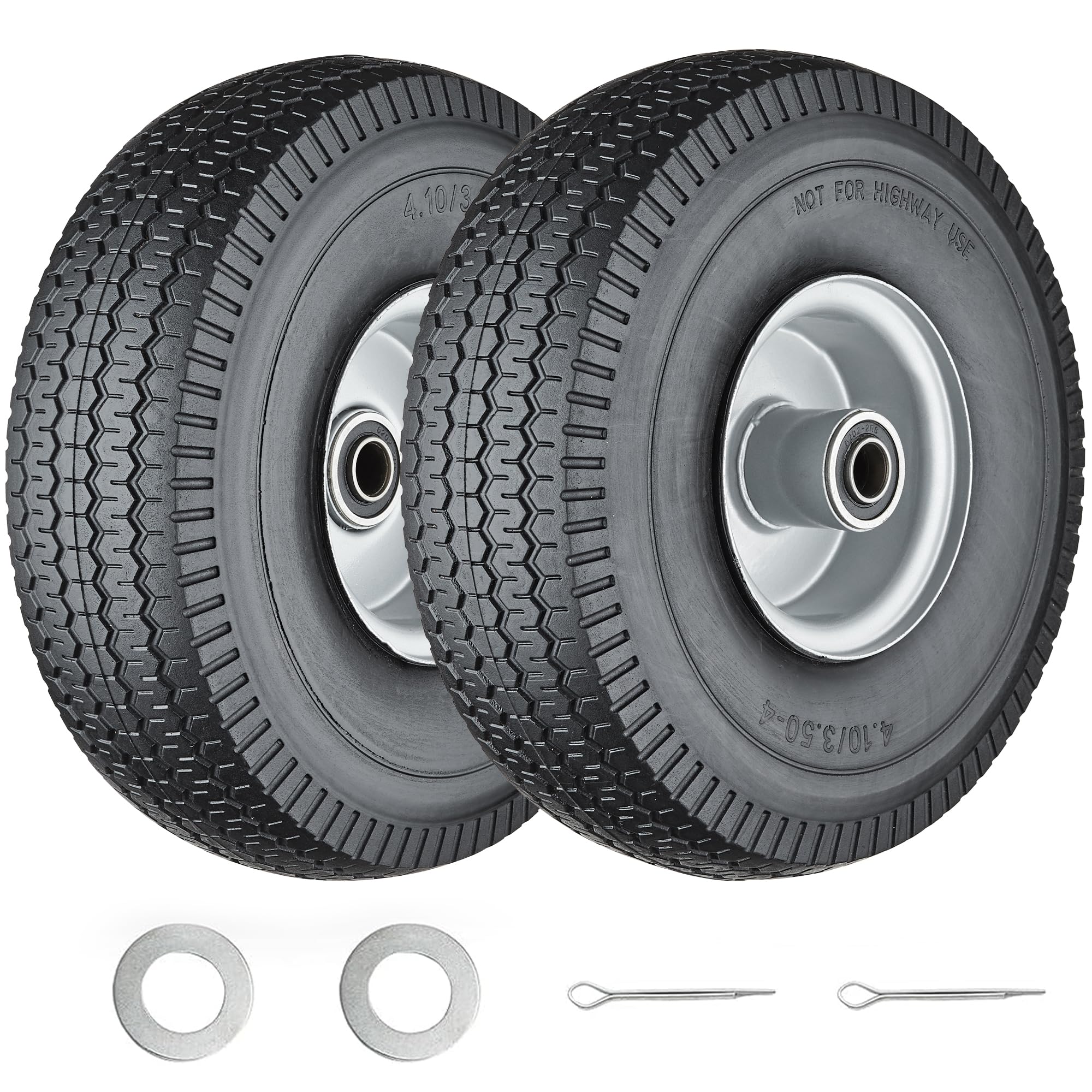 Cubesprings 410-350-4 tire front view showing solid construction for carts