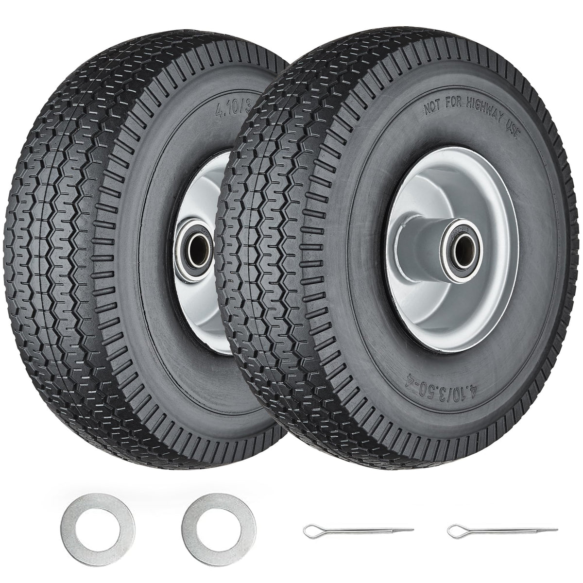 Cubesprings 410-350-4 tire front view showing solid construction for carts