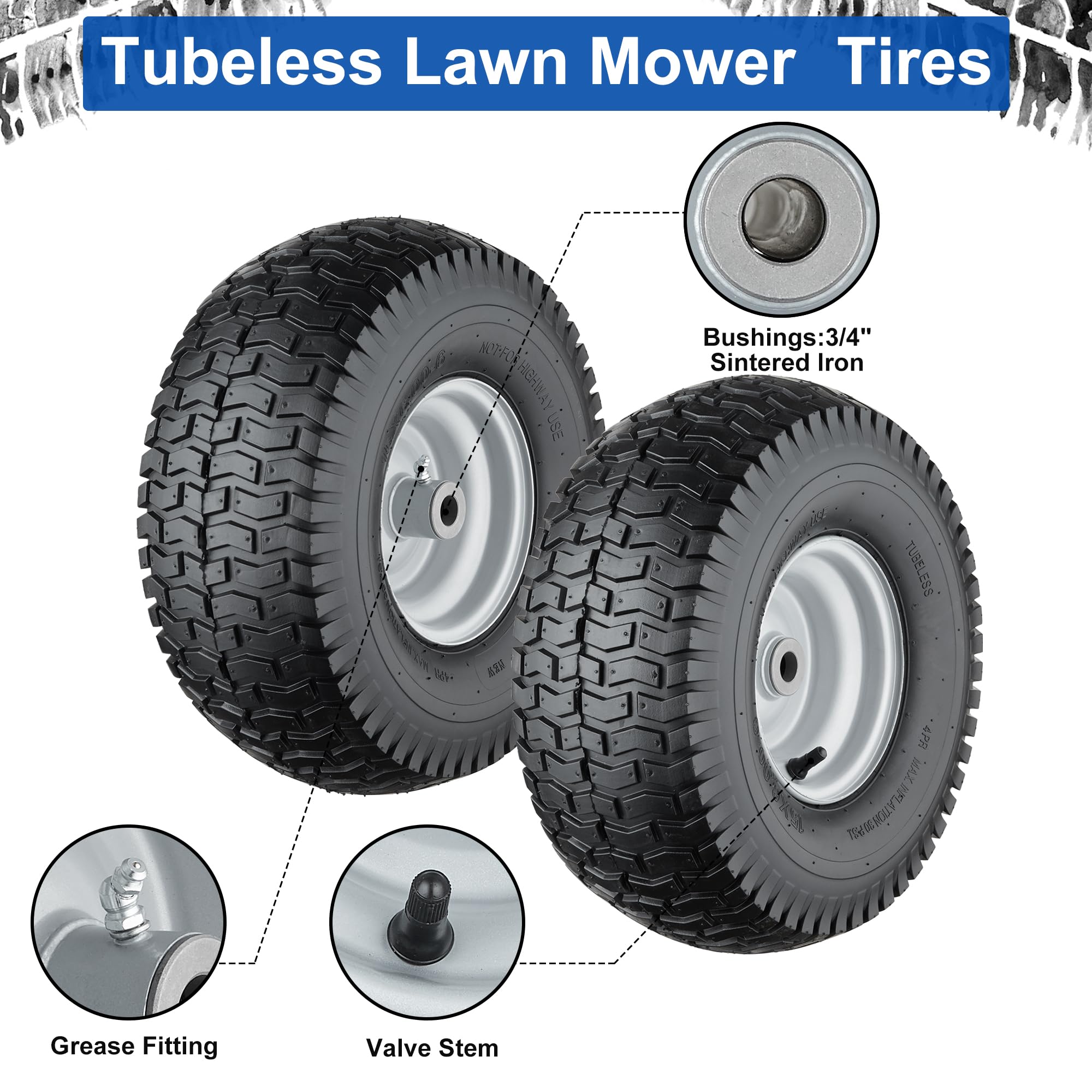 Cubesprings front tire in use on a riding mower demonstrates stable steering.