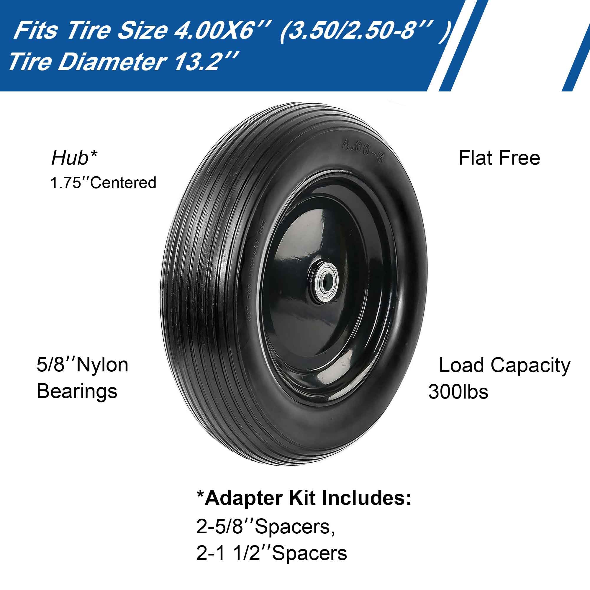 Cubesprings replacement tire designed for residential wheelbarrows