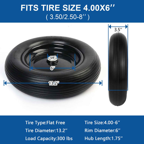 Cubesprings ribbed-tread wheelbarrow tire for superior traction on rough surfaces