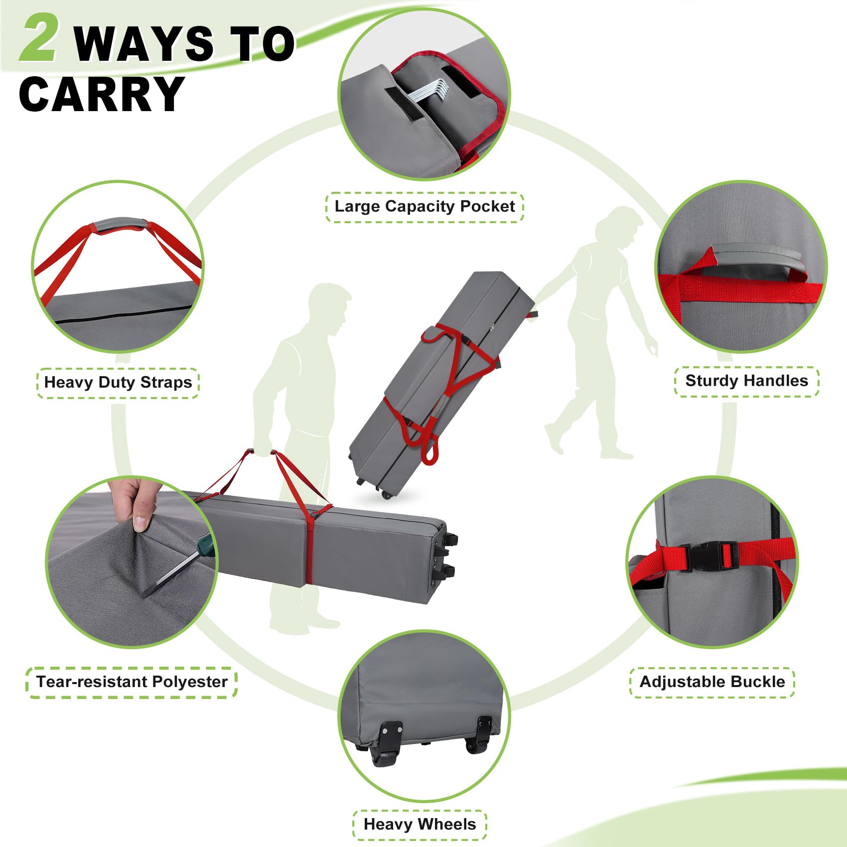 Cuddly Nest canopy bag side handles for balanced lifting and carrying