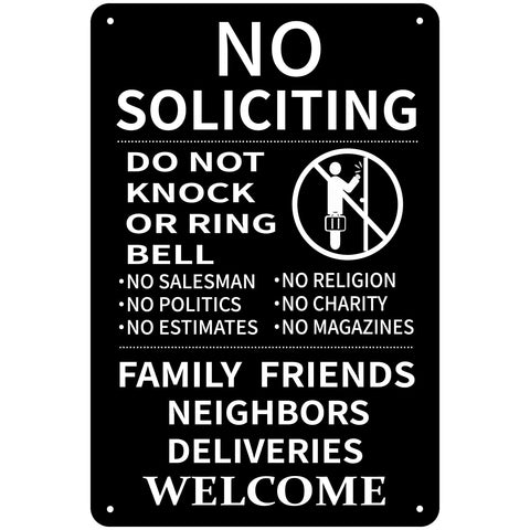 CUDIG No Soliciting Sign front door 8x12 aluminum withstands weather for long-term outdoor use.