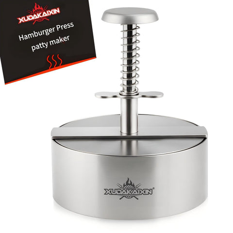Cuexorik hamburger press front view in stainless steel for durable patty making