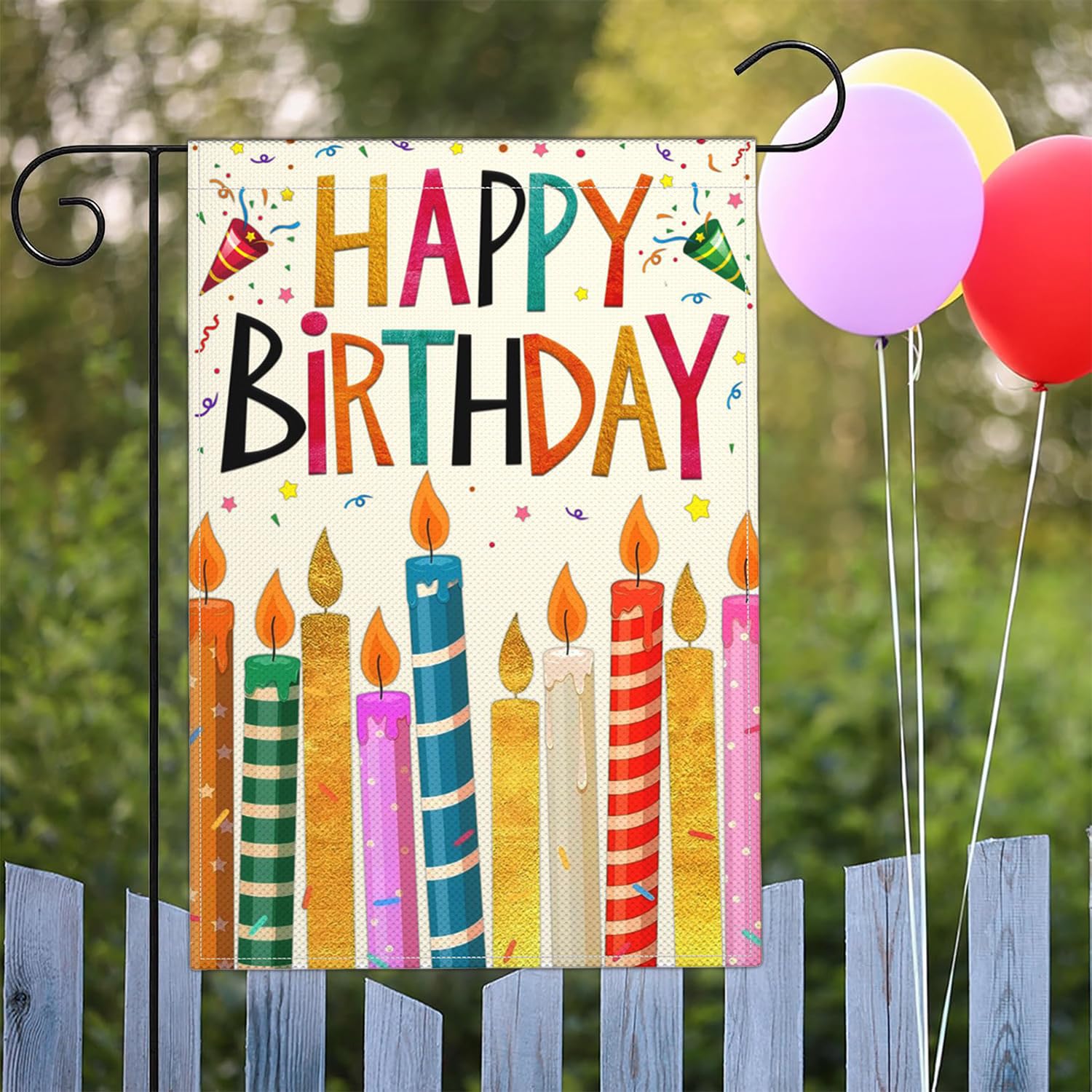 Cuiliqun birthday cake design garden flag shows from both sides for welcoming yard decor.