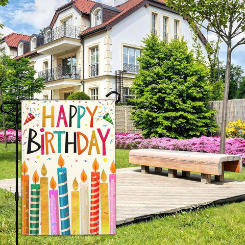 Cuiliqun birthday yard sign flag fits standard poles for easy display.