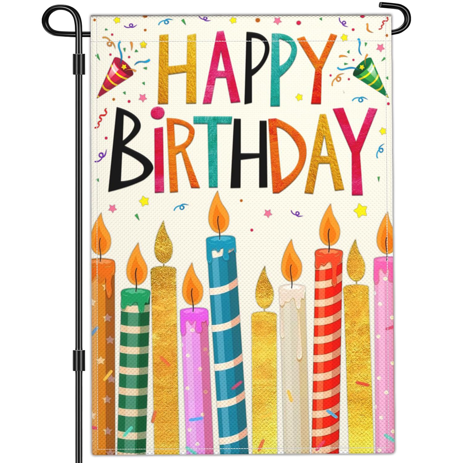 Cuiliqun Happy Birthday garden flag, 12x18, double-sided for vibrant outdoor greetings.