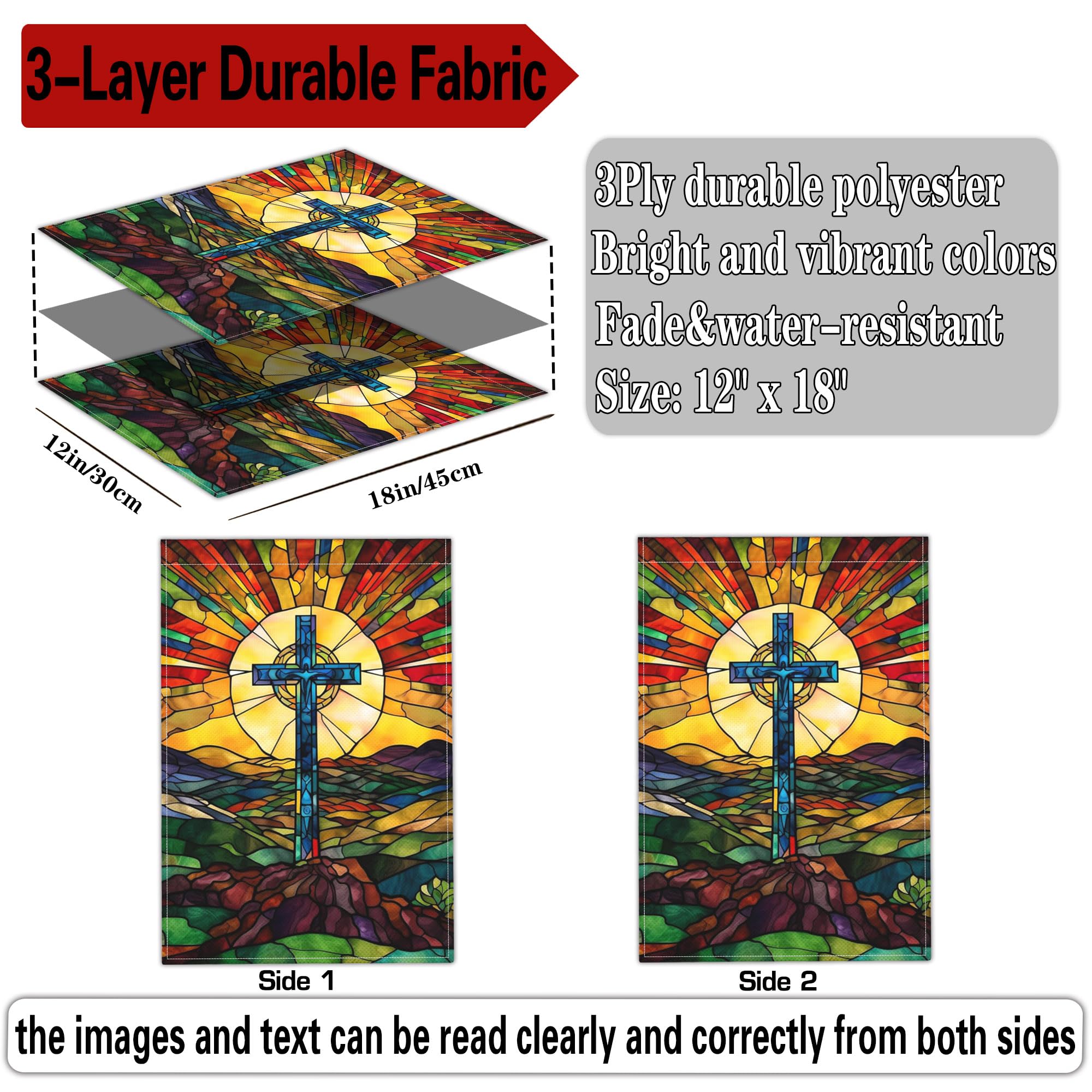 Cuiliqun Jesus Cross flag in garden display for porch or patio.