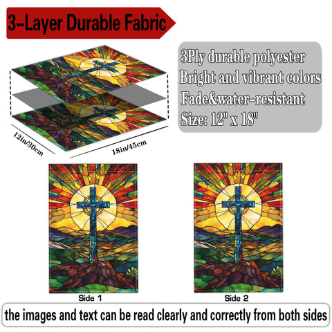 Cuiliqun Jesus Cross flag in garden display for porch or patio.