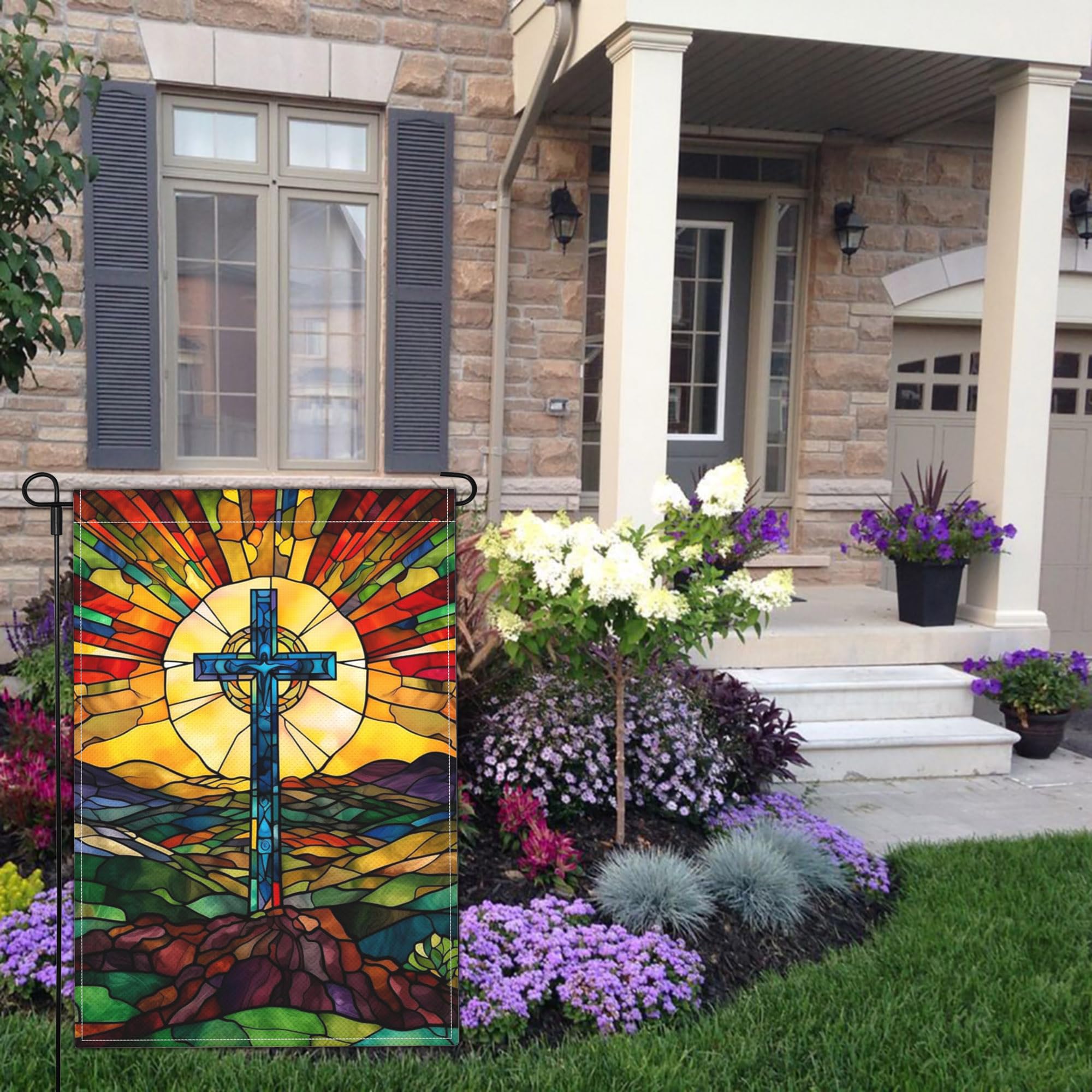 Cuiliqun Jesus Cross flag 12x18, weather-resistant for outdoor use.