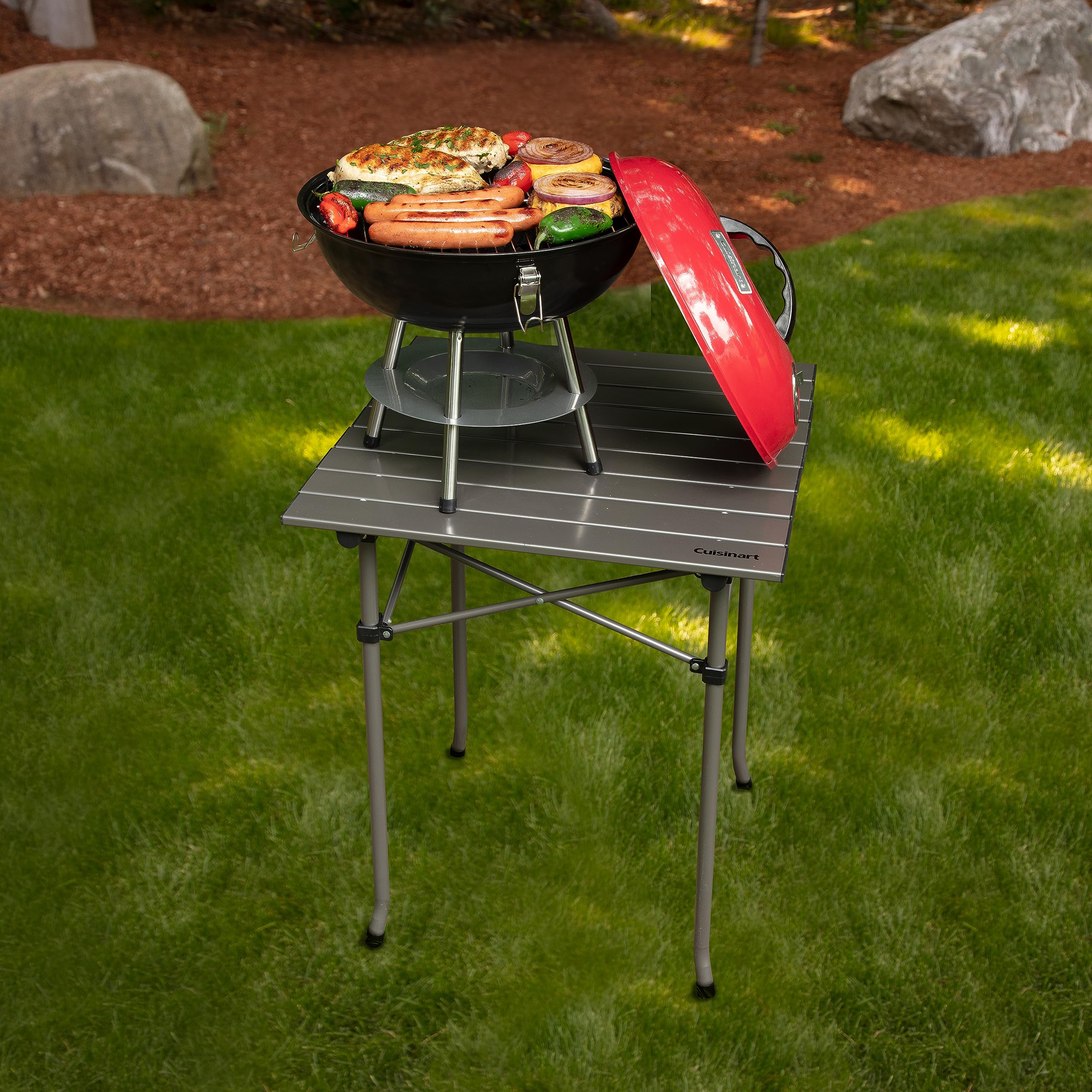 Cuisinart enamel firebox withstands outdoor heat for durable cooking.