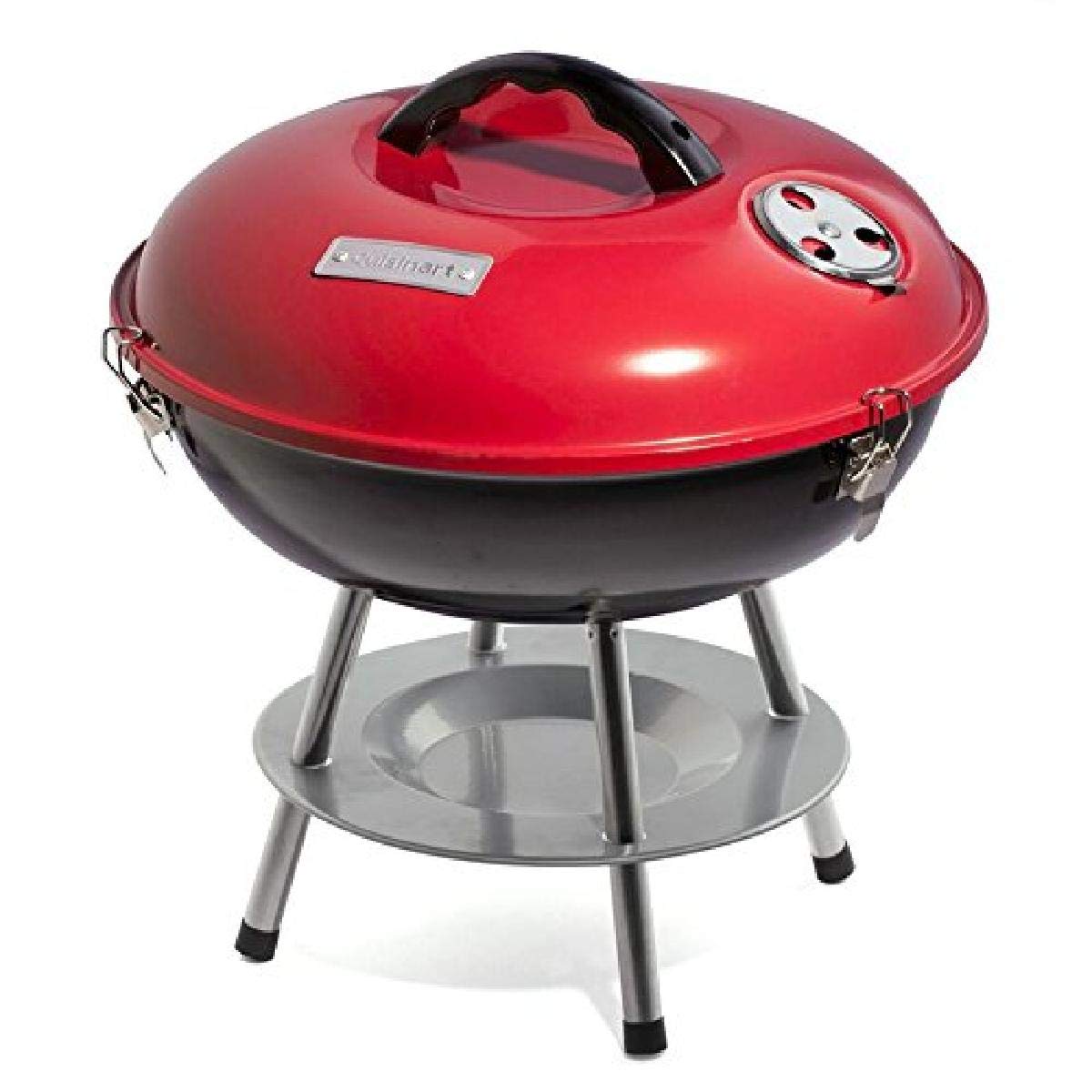 Cuisinart 14-inch portable charcoal grill top view shows compact design for travel and quick setup.