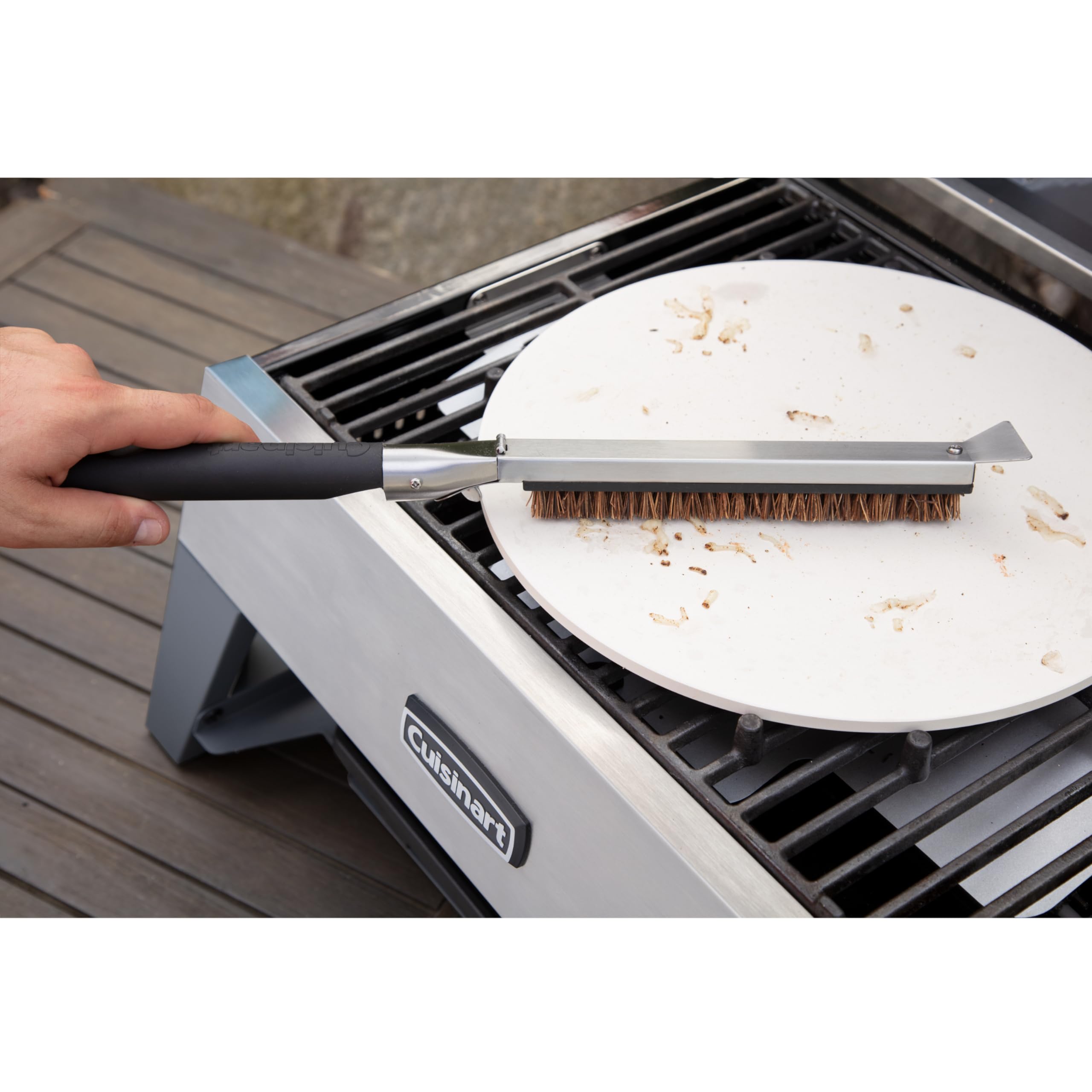 Cuisinart brush used on stone in a kitchen or grill setting