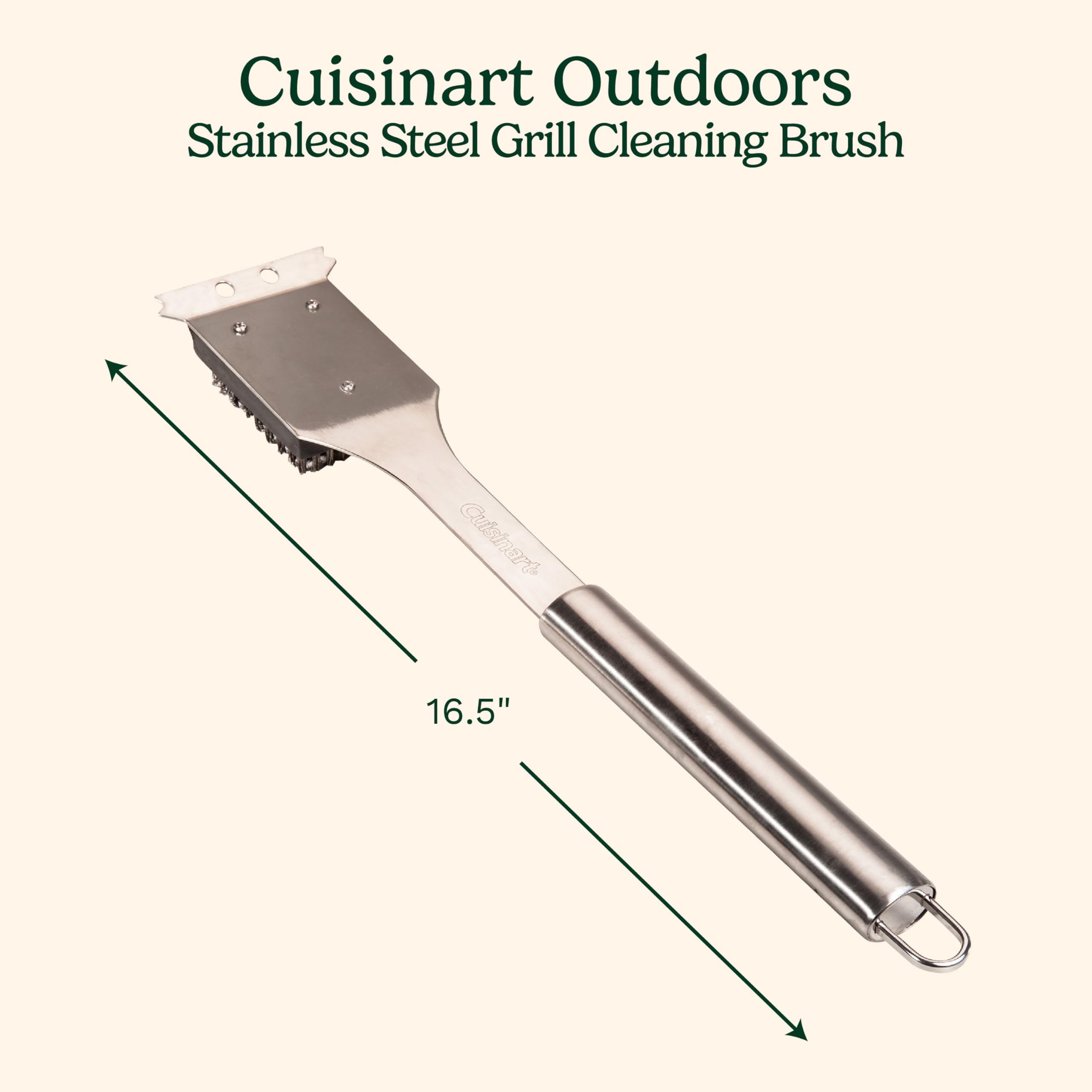Built-in scraper on the Cuisinart grill brush helps lift stubborn residues.