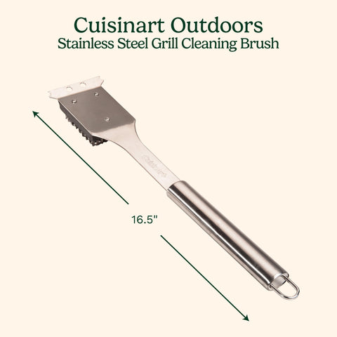 Built-in scraper on the Cuisinart grill brush helps lift stubborn residues.