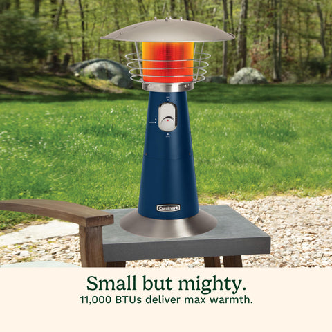 Cuisinart burner screen guard on a table-top for safe outdoor heating.