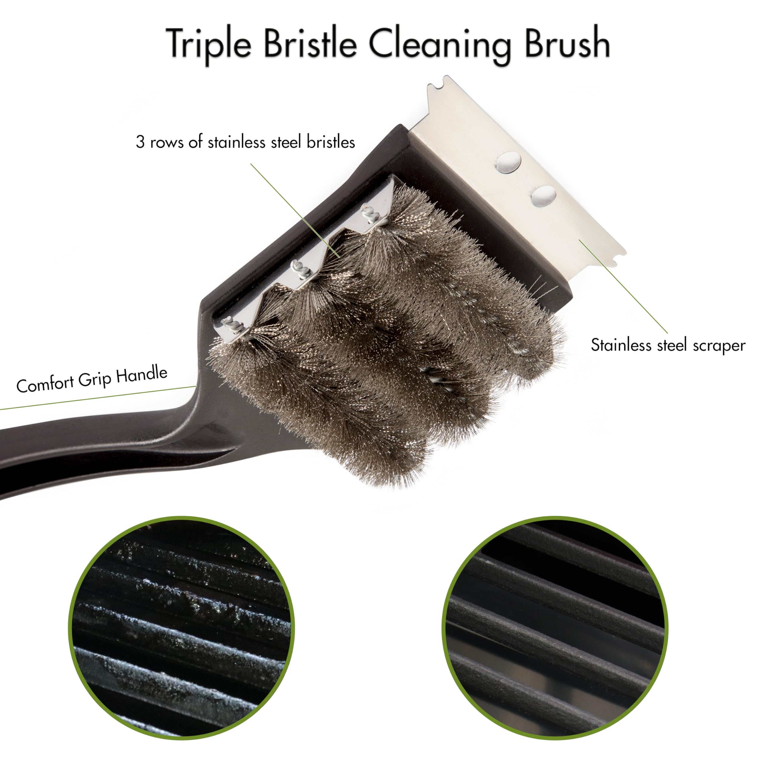 Cuisinart CCB-100 stainless bristles shred stuck-on food with ease.
