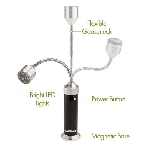 Cuisinart CGL-502 magnetic-base clip-on lights attach to metal surfaces.