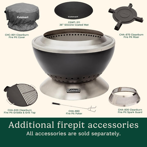 Cuisinart Cleanburn ash base enables simple ash disposal after fires.