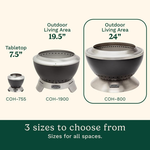 Cuisinart Cleanburn portable outdoor fire pit ideal for patios and campsites.