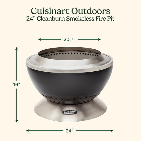 Cuisinart Cleanburn smokeless fire pit with removable ash base for quick cleanup.