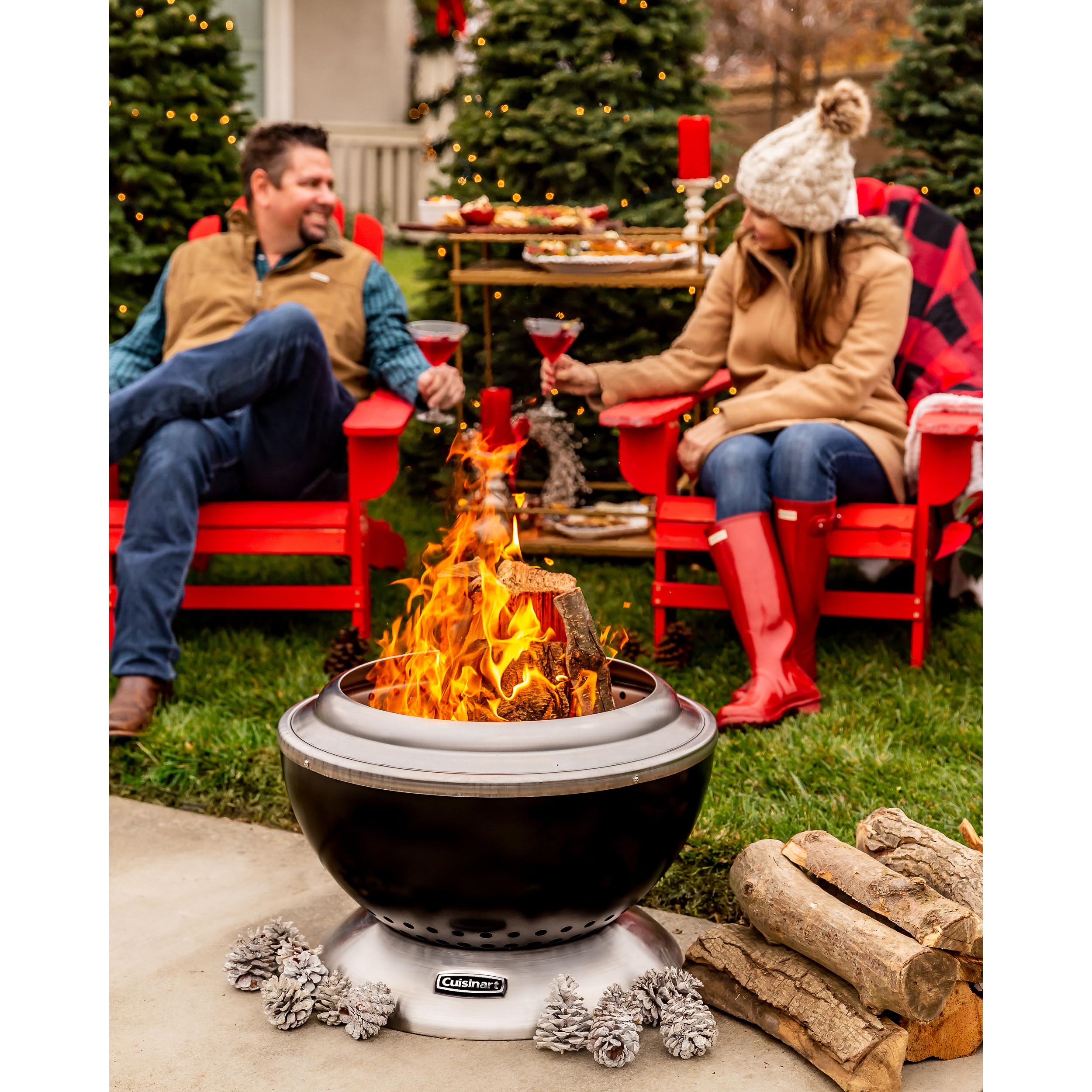 Cuisinart Cleanburn wind guard system adds safety on breezy nights.