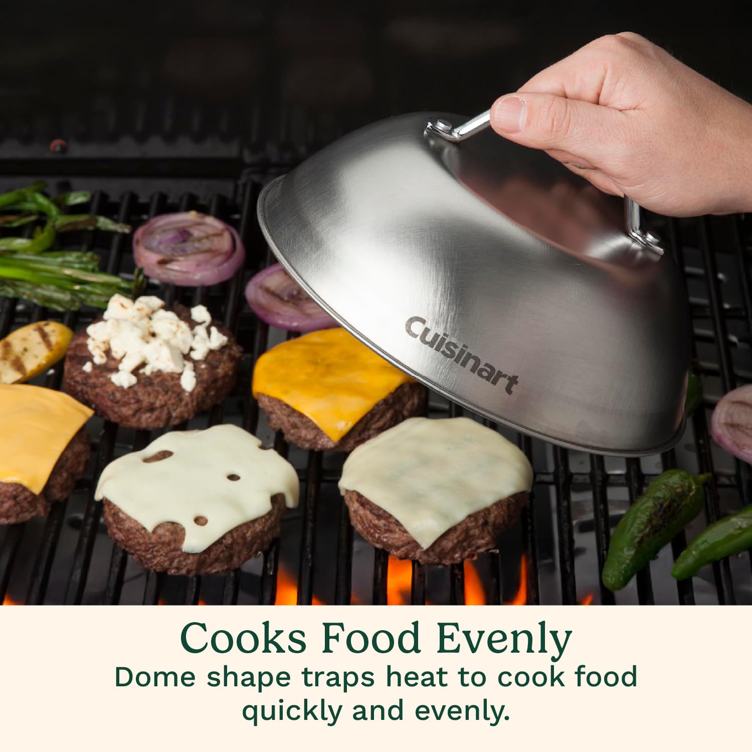Cuisinart CMD-108 on grill in use, demonstrates heat circulation