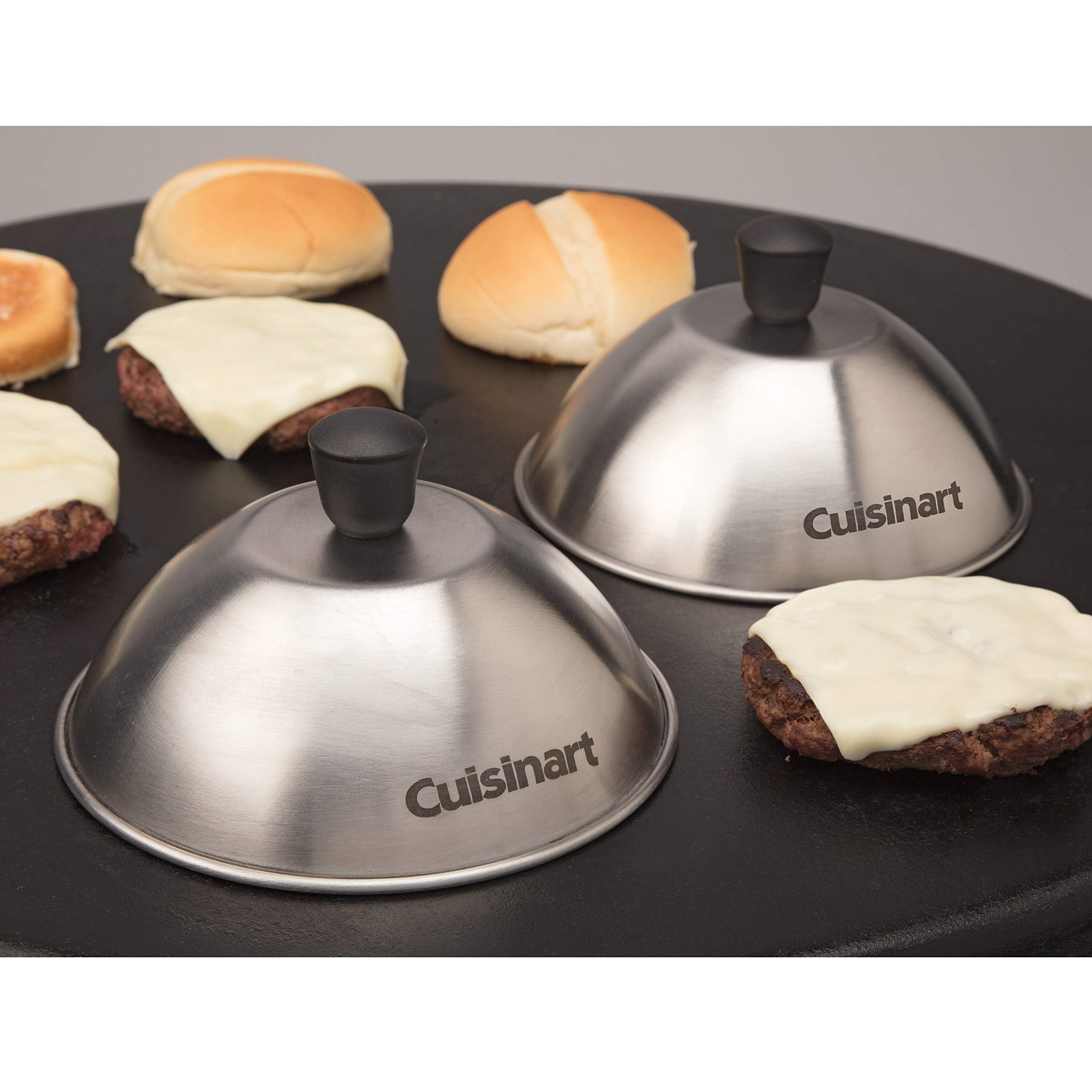 Cuisinart CMD-388 melting dome showcases durable stainless steel on the grill.