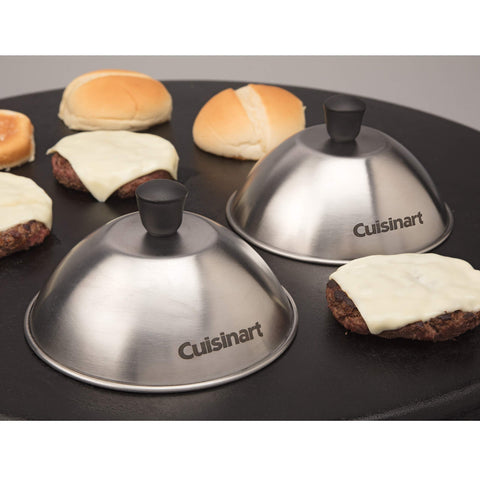 Cuisinart CMD-388 melting dome showcases durable stainless steel on the grill.