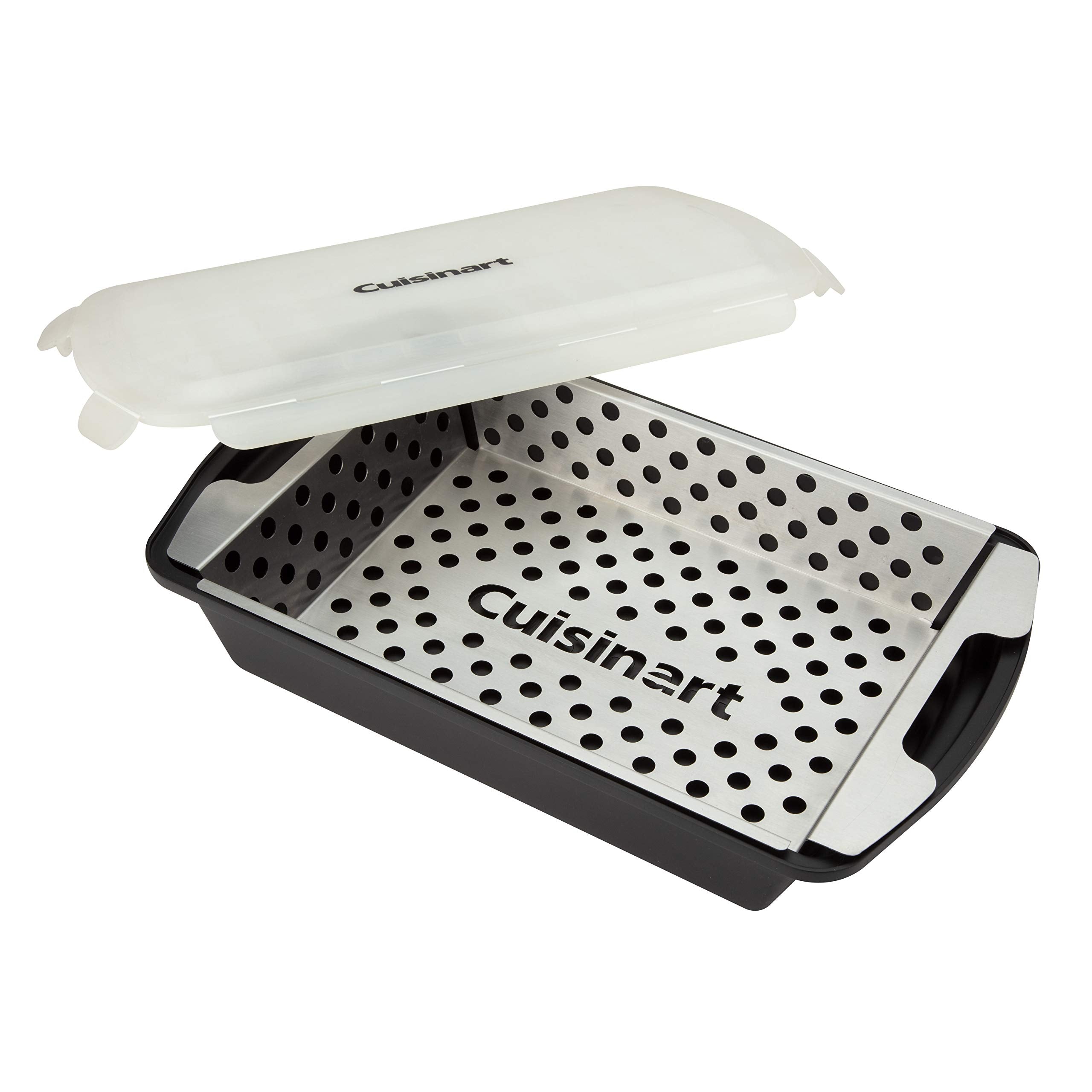Cuisinart CMT-200 marinade basket on tray for grilling