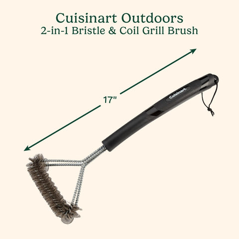Cuisinart coil-bristle grill brush with angled handle for comfortable extended cleaning