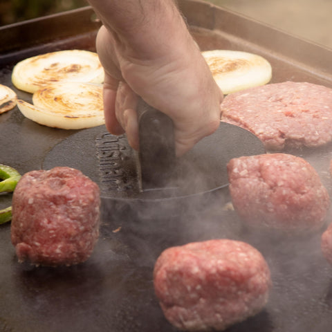 Cuisinart easy-clean hamburger smash tool for quick cleanup after grilling.